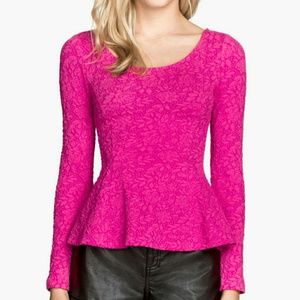 H&M, Divided Hot Pink Peplum Top